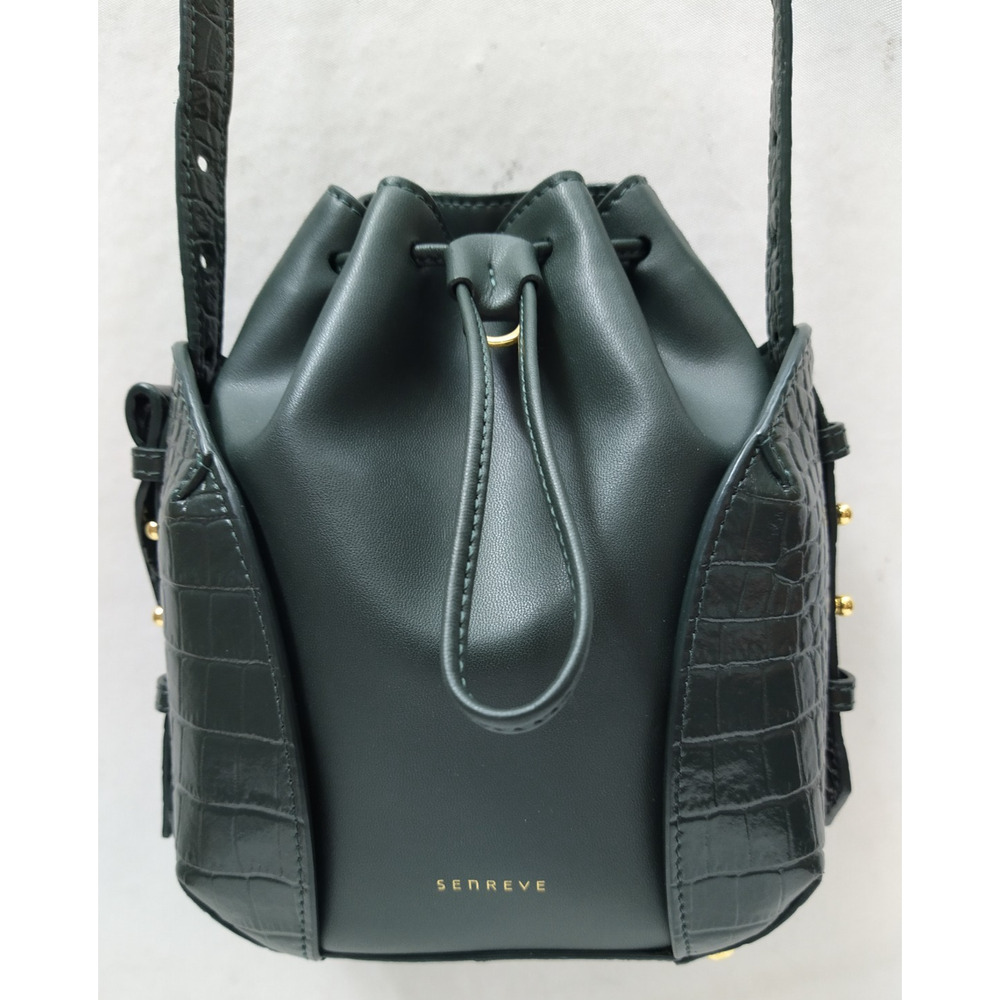 Senreve Fiore Green Leather Drawstring Bucket Crossbody Bag - Picture 8 of 16